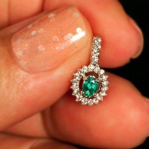 Alluring Natural Alexandrite Diamond 18k White Gold Necklace